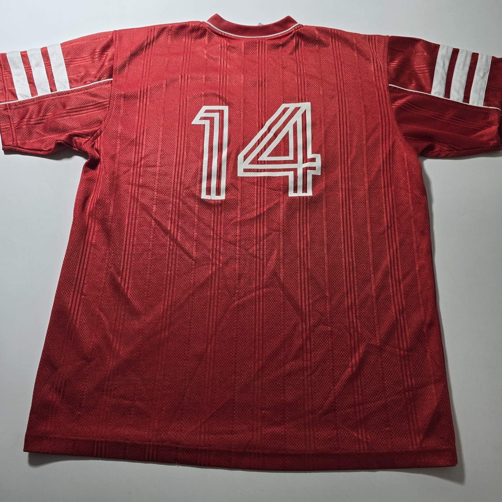 VTG Y2k Red Mens Adidas V-Neck Soccer Jersey #14 Size XL