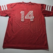 VTG Y2k Red Mens Adidas V-Neck Soccer Jersey #14 Size XL 