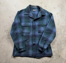 VTG Pendleton Wool Coat Mackinaw Hunting Jacket Blue Plaid Mens M USA Made Blue