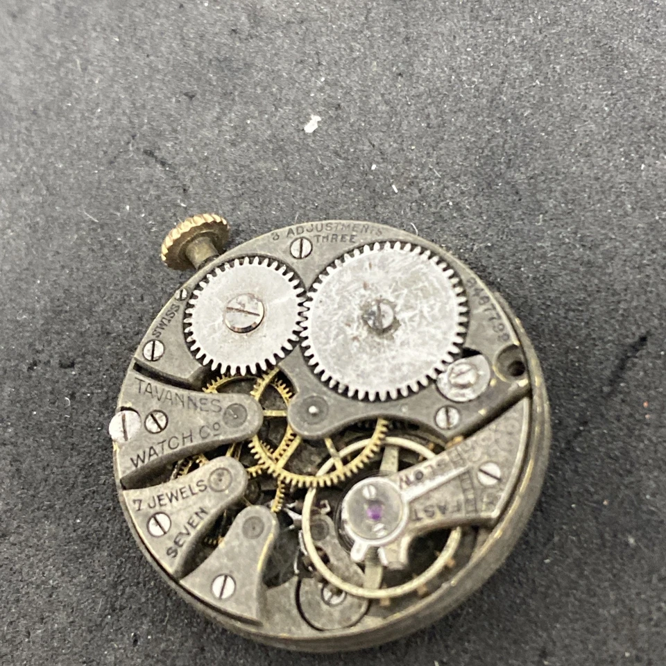 Tavannes Watch Movement Antique Swiss 7j Parts Repair F7744 - Image 4 of 4
