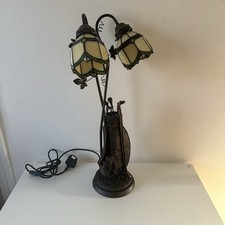 TIFFANY STYLE LAMP Golf Bag Vintage 25Inch Stained Glass Light