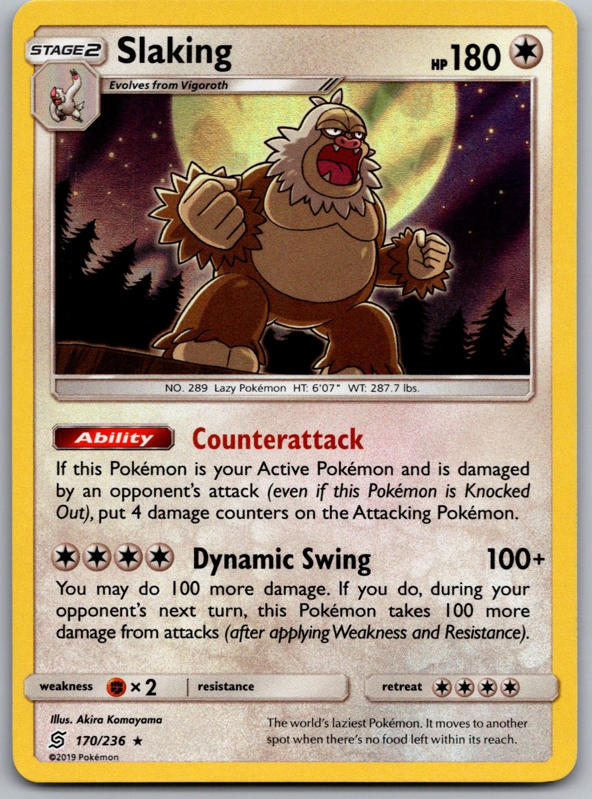 Slaking 170/236 Holo Rare Unified Minds Pokemon Lightly Played