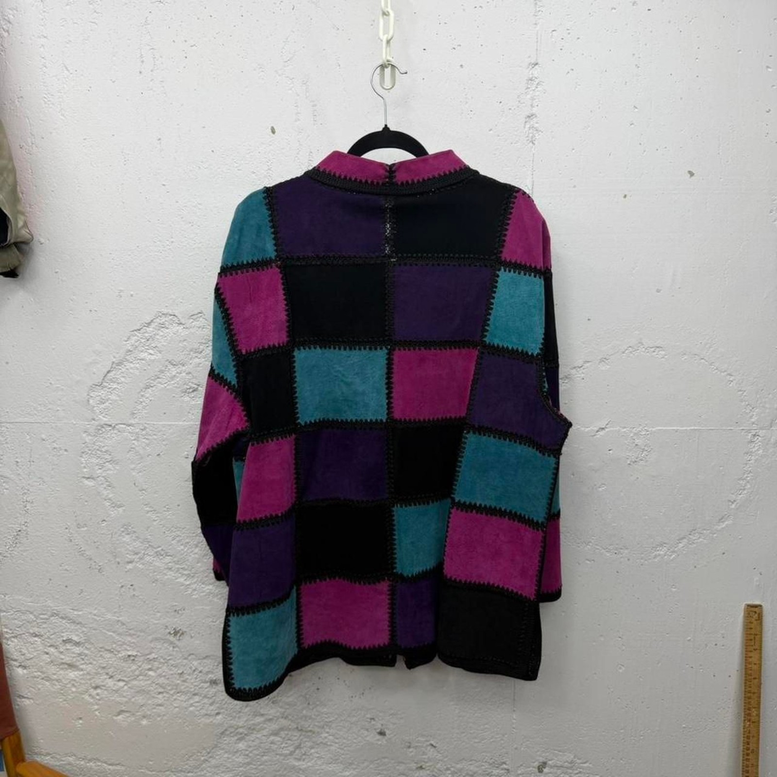 90s Y2K Patchwork Leather Jacket coat Women’s 1X … - image 2