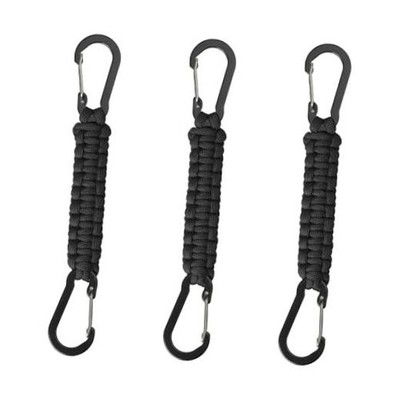 Paracord Keychain Carabiner Clips 3 Pack, Small Carabiner Clip D Ring Black