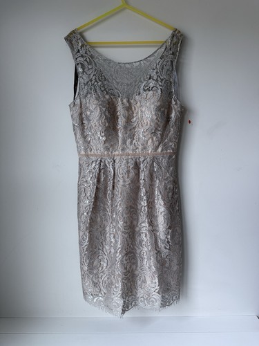 JENNY YOO ANTHROPOLOGIE Womens Peach Blush Lace Sheath Dress 10 Harlow Cocktail - Picture 2 of 10