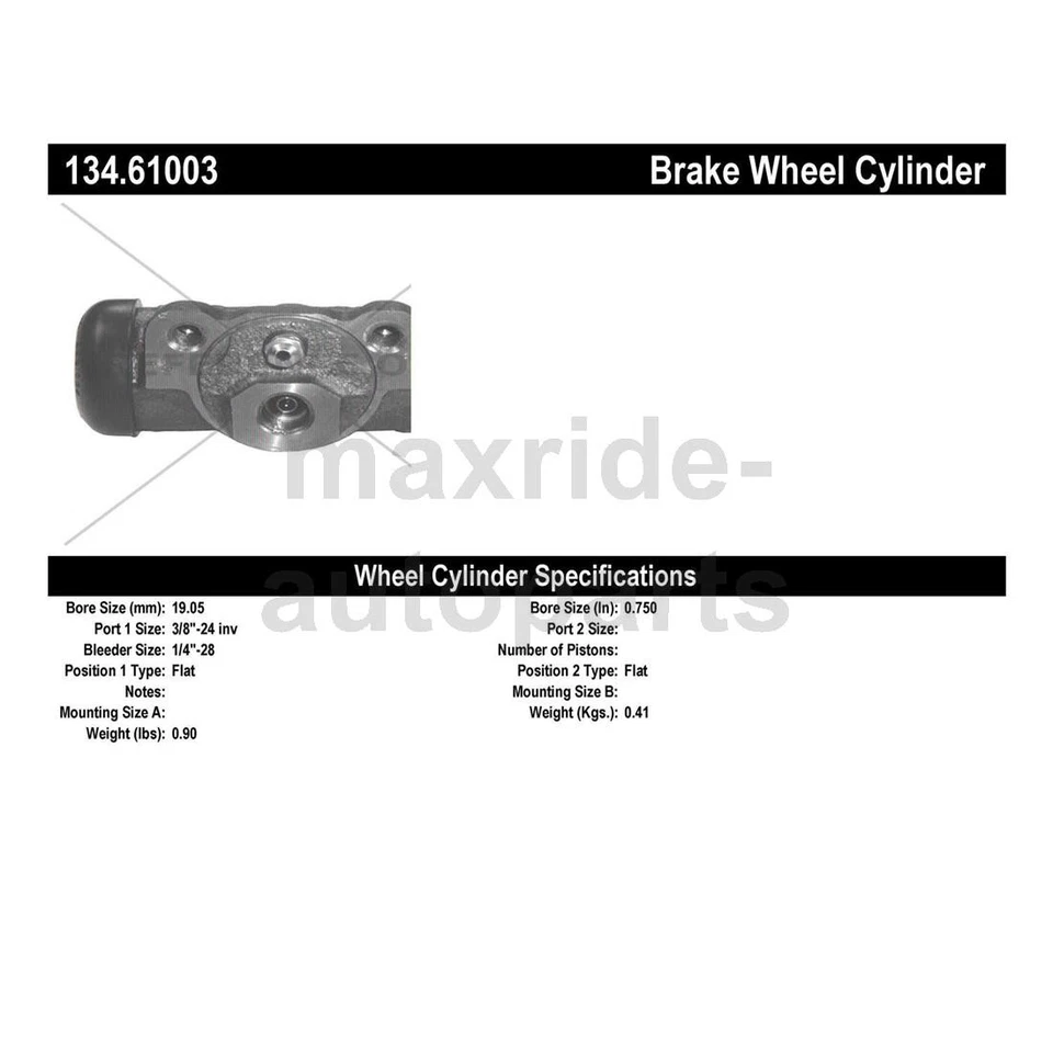 Cilindro de rueda de freno de tambor trasero Centric Parts para Ford Mustang 1980 1981 1993 Foto 3 de 4