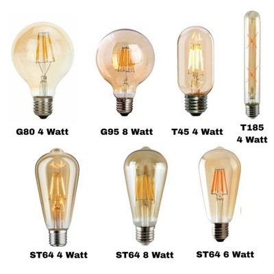 Vintage LED Edison E27 4/6/8 Watt dimmbar warmweiß 2700K Schraub Glühbirnen UK