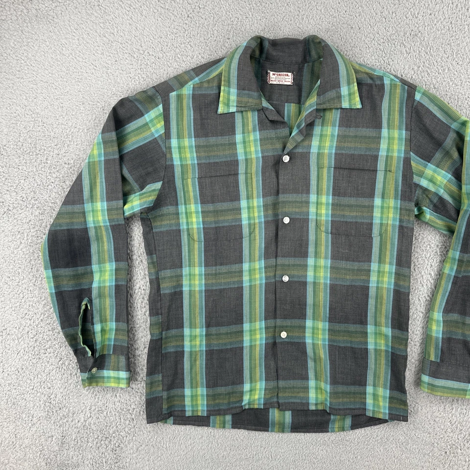 Camisa De Colección McGregor Hecha en EE. UU. Pequeña 14-14 1/2 Cuadros Cuello Con Botones Foto 3 de 4