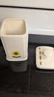 Covered Tea Bag Dispenser Holder Caddy White Sunflower 🌻 Design 4" Tall — photo 5