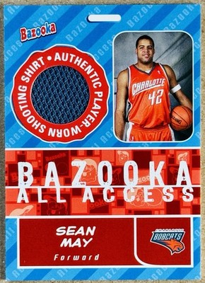 2005-06 TOPPS BAZOOKA SEAN MAY ALL ACCESS PLAYER WORN SHOOTING SHIRT RELIC NM+