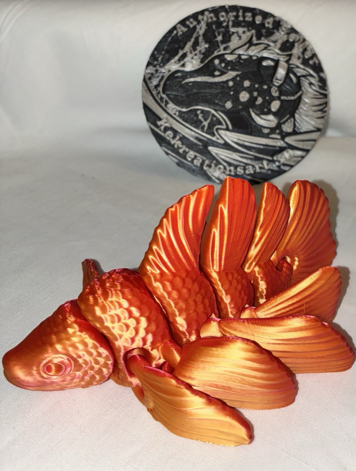 3D Printed Poseable Articulated Betta Fish Model by KE3D for Display