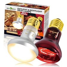75W Reptile Heat Lamp Bulb, 2PCS Day  Night Basking Day  Night Heat Lamp