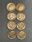 8) Silver Roosevelt Dimes Mixed Dates And Mint Marks.