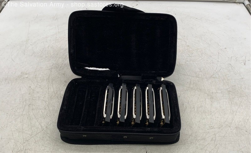 (5) Silver Creek Multi-Key Harmonicas W/ Carry Case