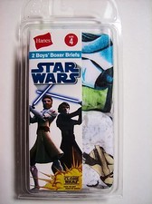 Star Wars Boys Underwear Underpants Two Boxer Briefs Sz 4 Clone Wars Hanes NIP