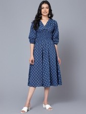 indian ethnic dress for women V-Neck A-Line Midi Dress gift indian kurta casual