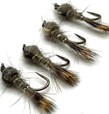 1,3,4, 6, 8, 12 or 24 Trout Fly Fishing Flies HARES EAR NYMPH BARBED or BARBLESS