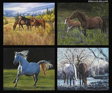 RILEY BLAKE "HIGH HORSE" PPD11125-PILLOW WESTERN FABRIC PANEL 36X43" (4 BLOCKS)