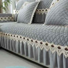 Plush Sofa Cover Towel Non Slip Embroidery Lace Couch Covers for Living Room