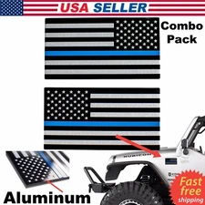 ALUMINUM Blue Lives Matter Thin Blue Line American Flag Sticker Decal