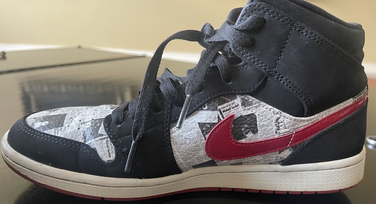 Nike Air Jordan 1 SE Mid Newspaper Air Times Sz 7.5 | eBay