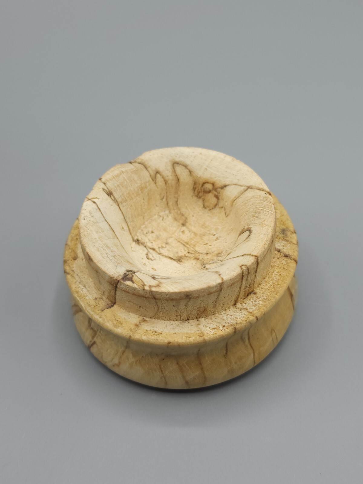 Wooden Container Jar W/Lid  Decorative Spiral Carved Two-Tone Design Apprx 7.5"H