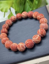 Natural Coral 12mm beads Bracelet, Wrist 16.5cm, Certificate