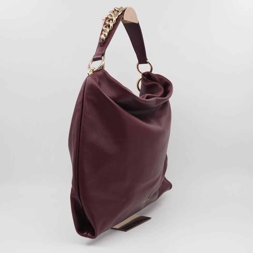 JIMMY CHOO Callie Burgundy Hobo Luxus Leder Designer Schultertasche OP: 1680 € - Bild 4 von 4