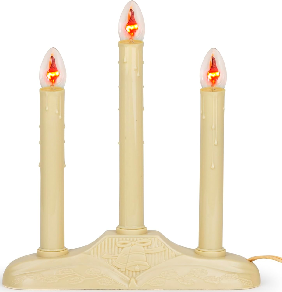 Christmas Candolier Window Candles with Flickering Bulbs 3Lights
