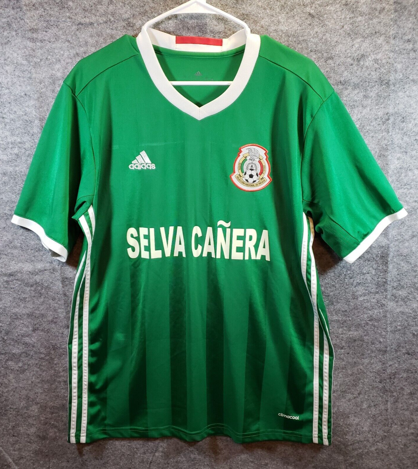 Adidas Mexico Selva Canera Kit Jersey Mens Size L Green Climacool Sportswear