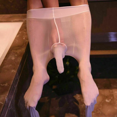 Herren Schwul Glänzend Strumpfband Schier Strumpfhose Mantel Dessous Unterwäsche - Bild 9 von 20