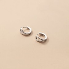 Baby Size Sterling Silver Simple Huggie Hoop Earrings A4448