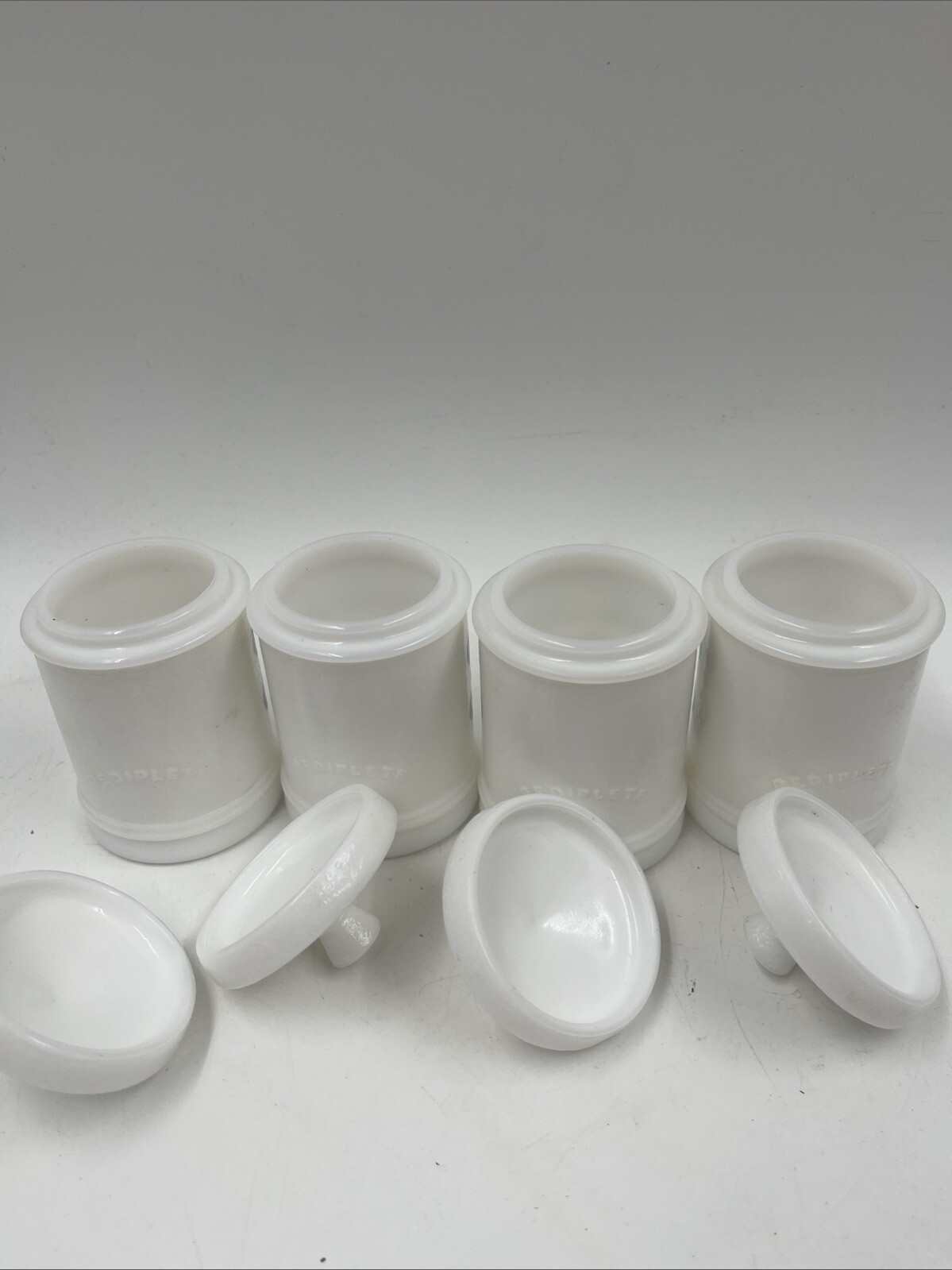 Set 4 Vintage Merck & Co Sharp & Dohme Milk Glass Apothecary Medicine Jars