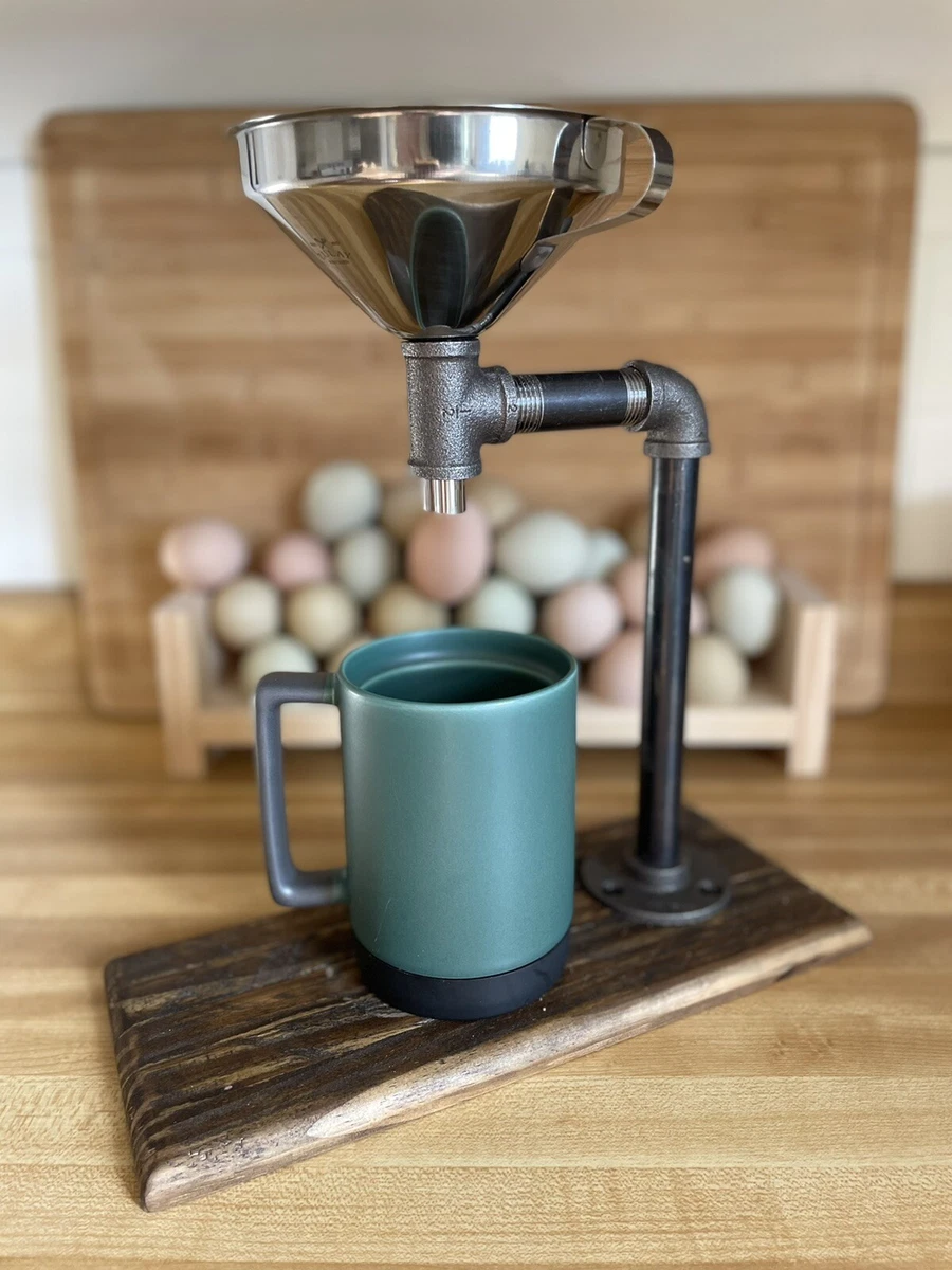 Handmade Pour Over Coffee Maker, Wood, Industrial, Rustic