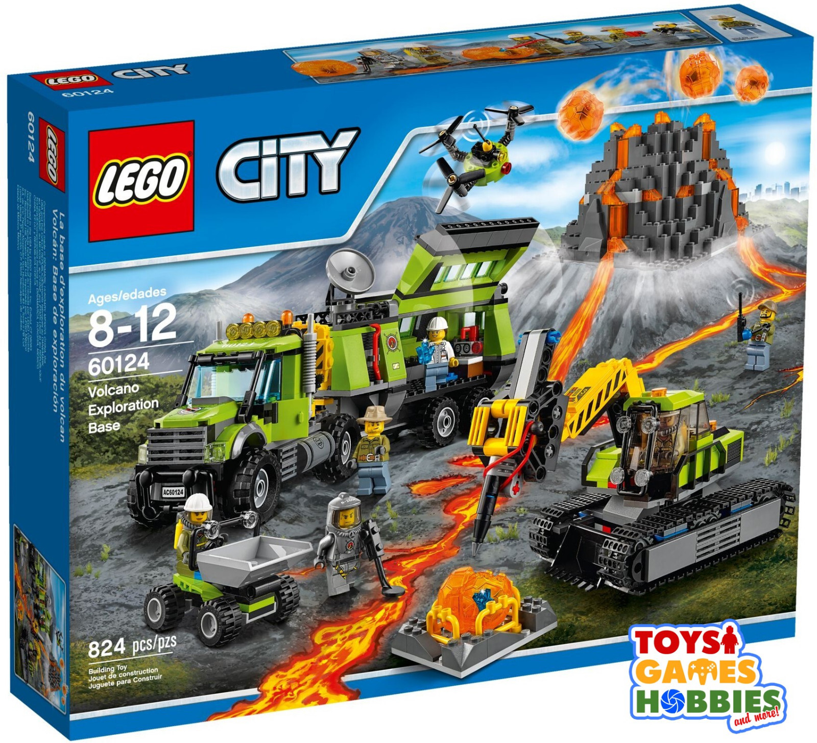 *NEW* LEGO CITY Volcano Exploration Base 60124 Digger Truck Mine Excavator Lava