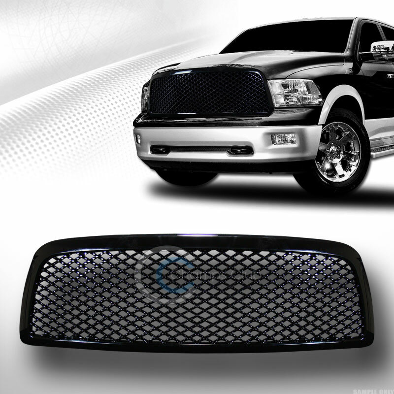 Fits 09-12 Dodge Ram 1500 Glossy Black Mesh Front Hood Bumper Grill Grille Guard