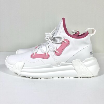 Moncler Lunarove Low Top Sneakers Pull Tab White Pink Size EU 40 US 10 NEW
