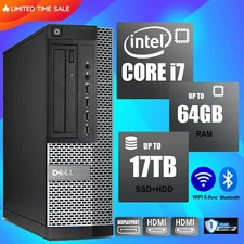 DELL Desktop Computer PC i7, Up to 64GB RAM 17TB SSD HDD, Windows 10/11 , WiFi