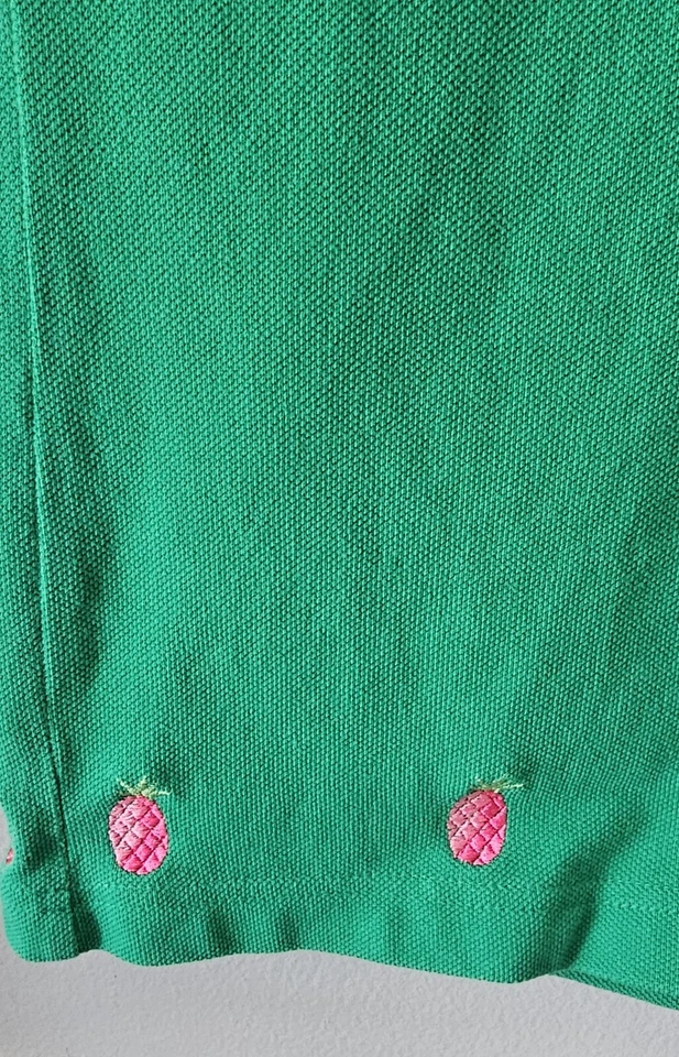 QUACKER FACTORY Cotton Knit Maxi Skirt Womens Size M Kelly Green Pink Pineapples - Image 2 of 4