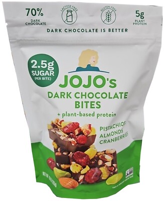JOJO's DARK CHOCOLATE BARS 10 OZ Pistachos Almond & Cranberries