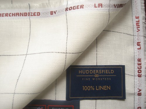 100% LINEN CASUAL “Overcheck” SUITING, JACKETING FABRIC – By meter: 1.0 m. - Picture 2 of 12
