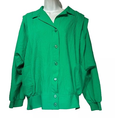 Vintage GW graff green USA Button Front windbreaker jacket Women's Size L