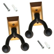 TWO Wall Mount Guitar Hanger Holder Hook Keeper Hanging Brackets Wooden Wood