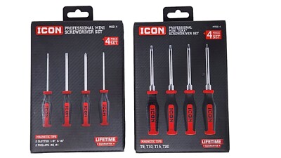 Icon Professional Mini Screwdriver Bundle Set 8 Pcs MSD-4 MTSD-4 59468 59469