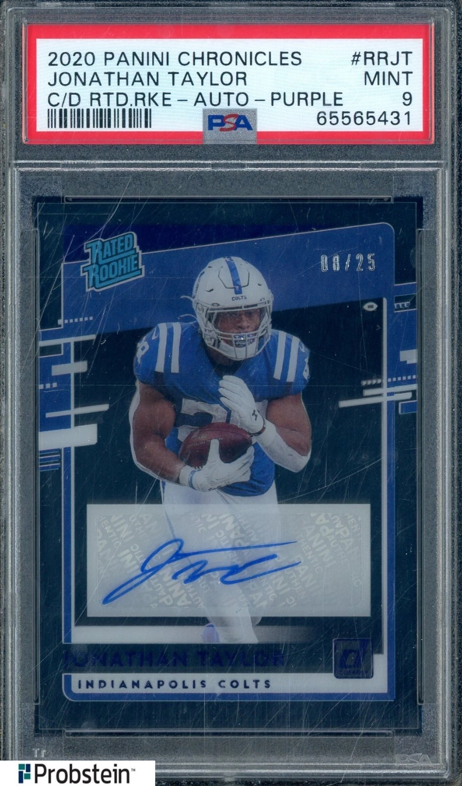 Jonathan Taylor Panini Chronicles Clearly Donruss Rated Rookies #RRJT Autograph-Purple