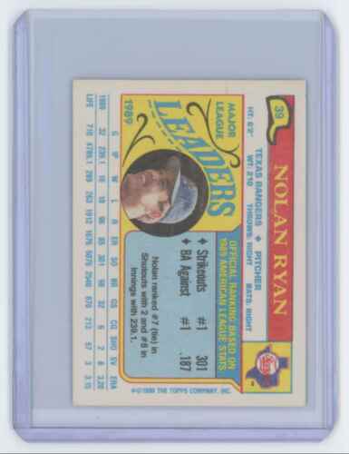 1990 Topps Major League Leaders Nolan Ryan Baseball Card #39 - Picture 2 of 2