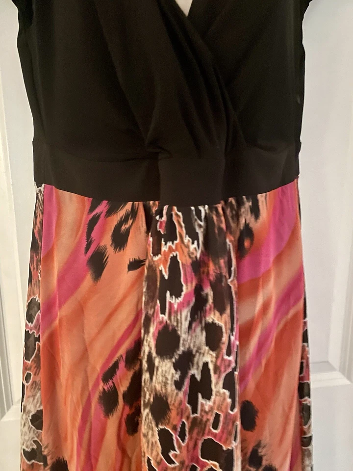 Maxi Vestido Largo Mujer IGIGI Negro Guepardo Talla 12 Grande Formal Diseñador NUEVO NUEVO CON ETIQUETAS Foto 2 de 4