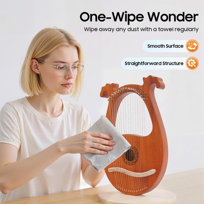 16 String Lyre Harp Mahogany Body With Tuning Key String Cartridge!