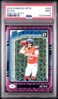 Bo Nix 2024 Panini Donruss Optic Pink Velocity /80 Rated Rookie RC - PSA 9
