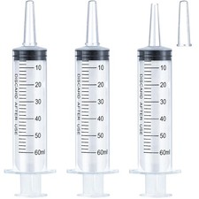 60ml Syringe for Liquid, Oral, Scientific Labs, Measurement, 60 ml, 3 pack